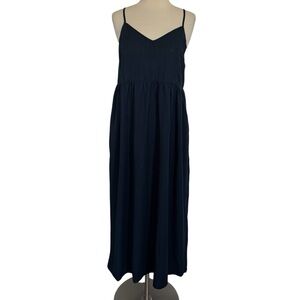 Cozy Earth Women’s Navy Blue Dress SZ M Rayon Adjustable Strap V-Neck Pockets